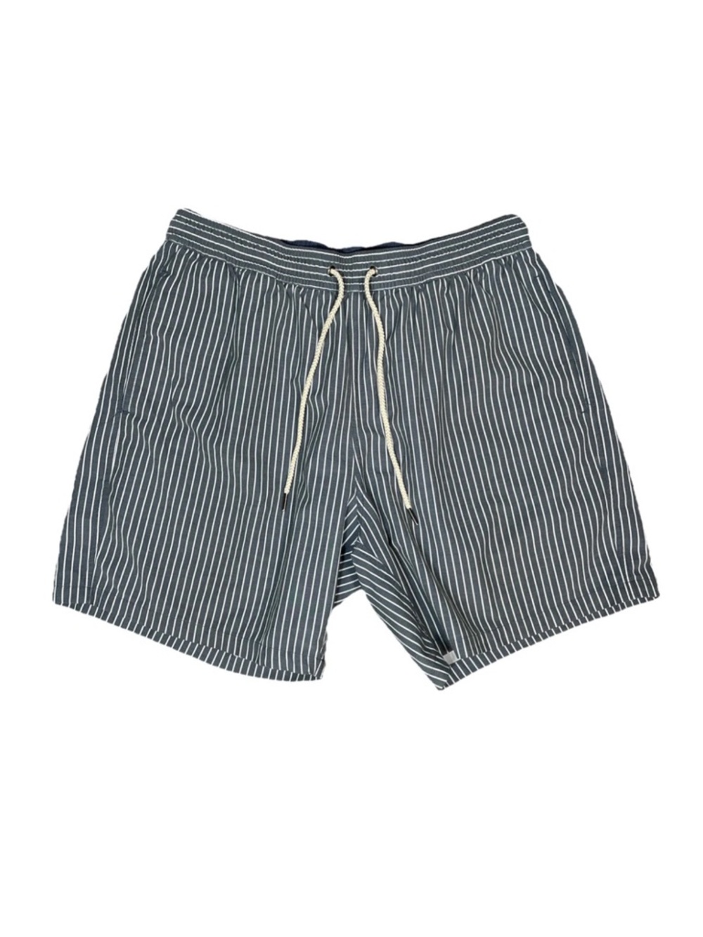 Fair Harbor Swim Shorts Mens Size XXL Grey White Stripe BreezeKnit